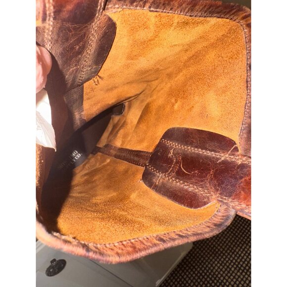 VTG Mossimo Supply Womens 9 Brown Leather Western Harness Moto Biker Boots Boho - Picture 12 of 14